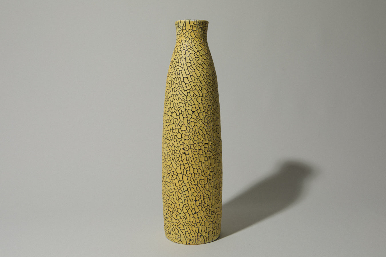 Ceramic VASE with yellow textured crackle glaze _ 492