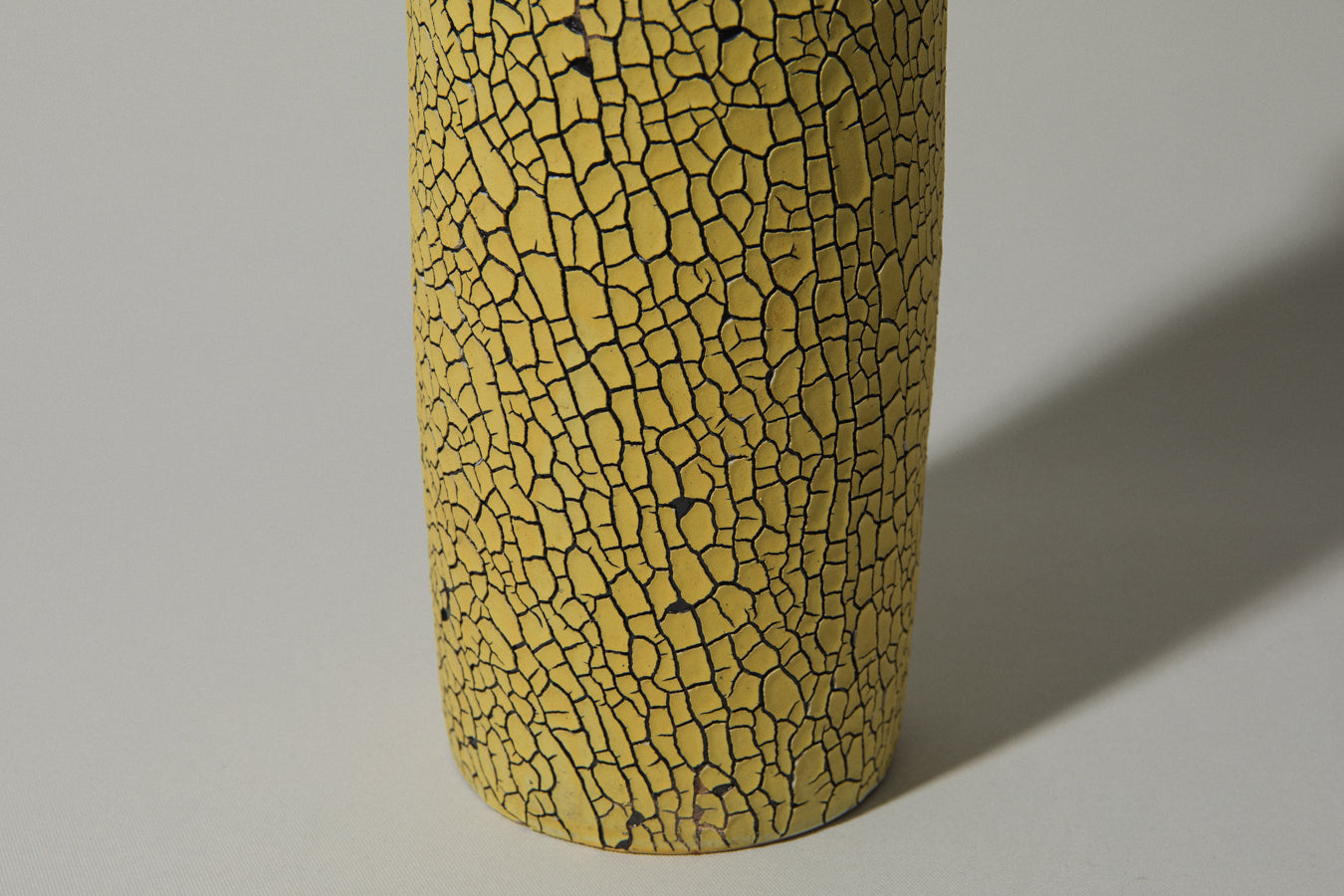 Ceramic VASE with yellow textured crackle glaze _ 492