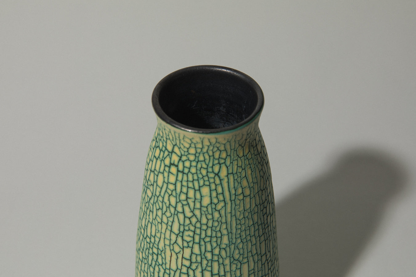 Ceramic VASE with yellow textured crackle glaze _ 493