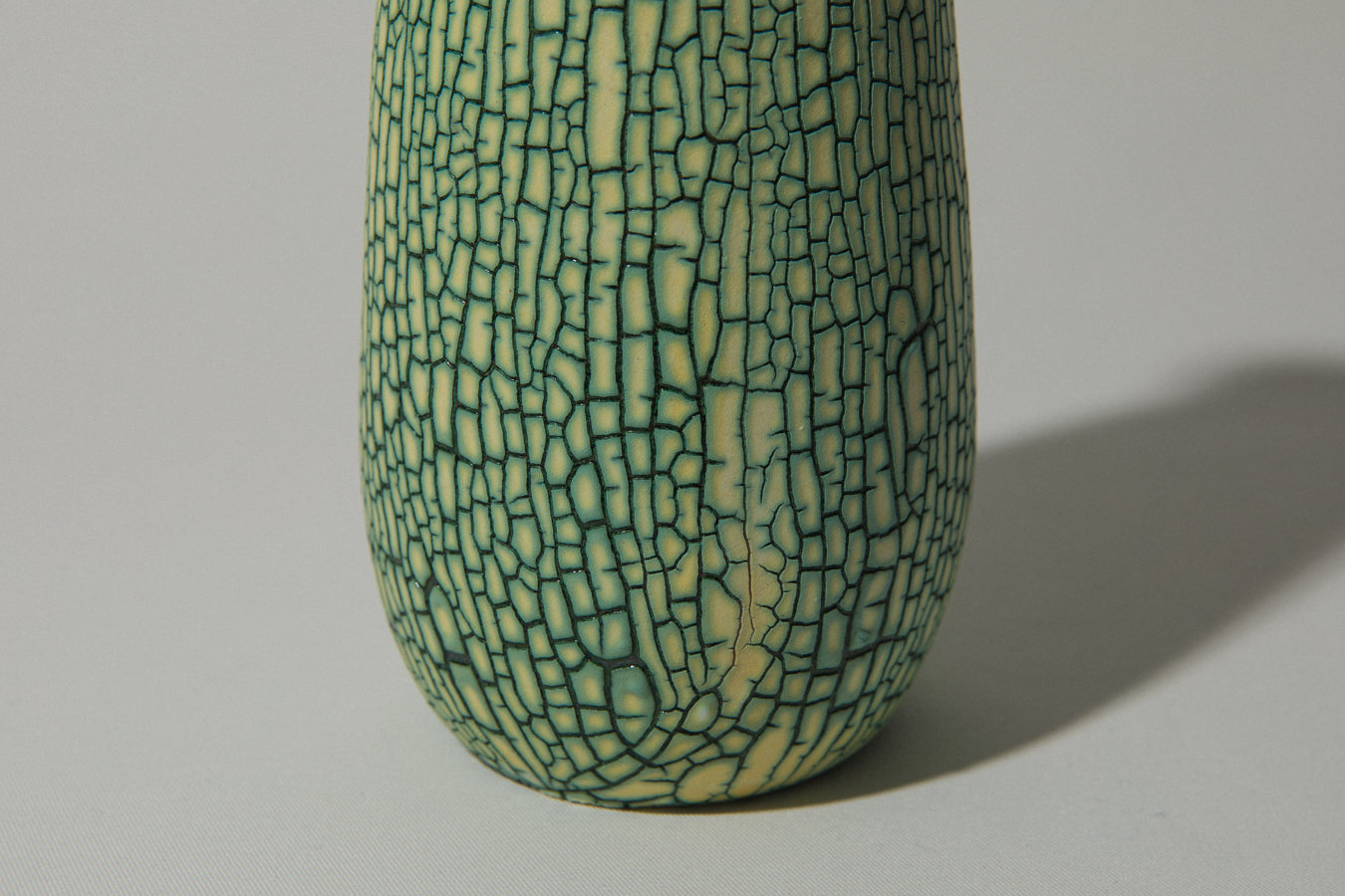Ceramic VASE with yellow textured crackle glaze _ 493
