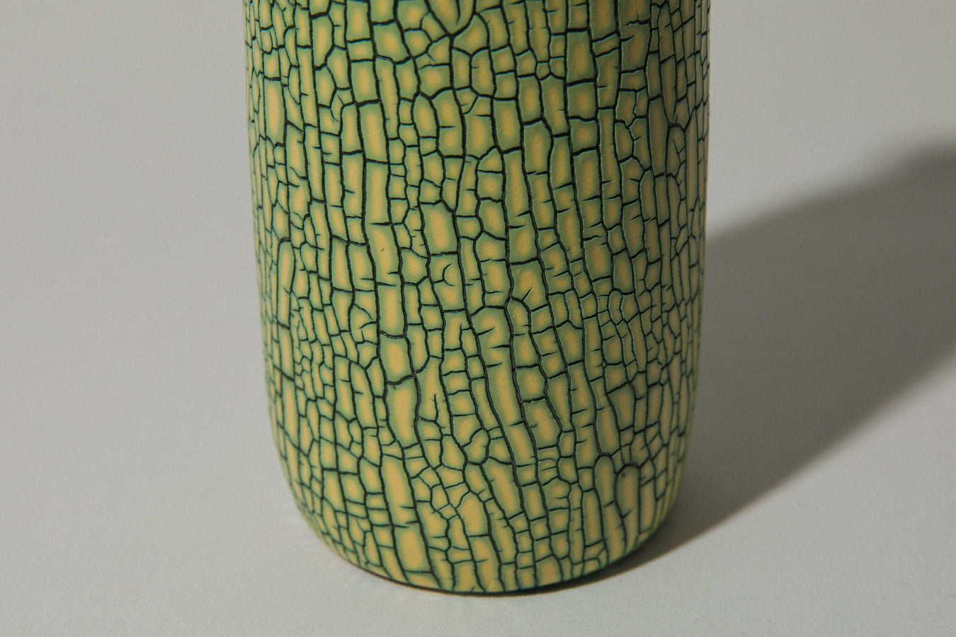 Ceramic VASE with yellow textured crackle glaze _ 494