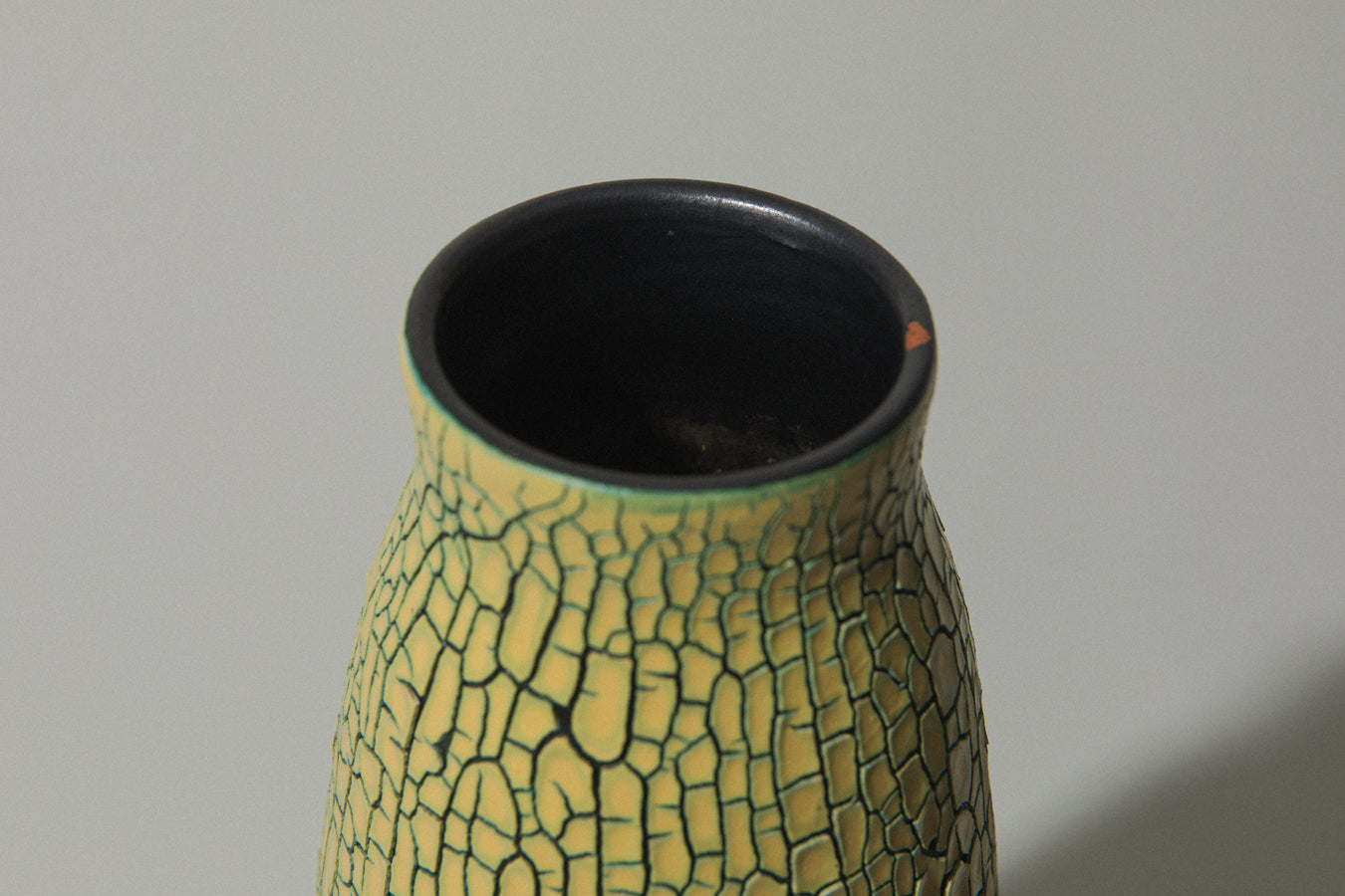 Ceramic VASE with yellow textured crackle glaze _ 495