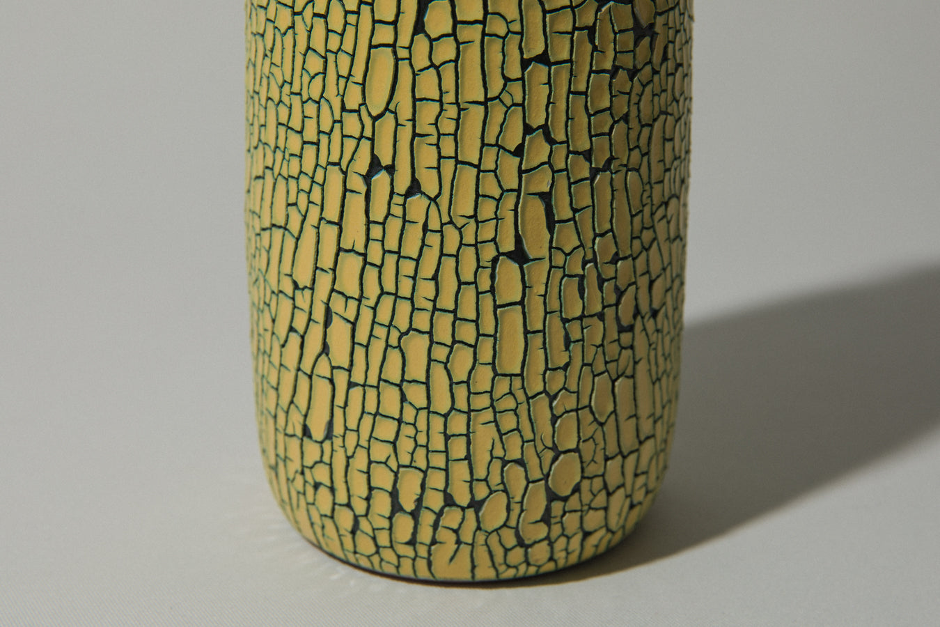 Ceramic VASE with yellow textured crackle glaze _ 495