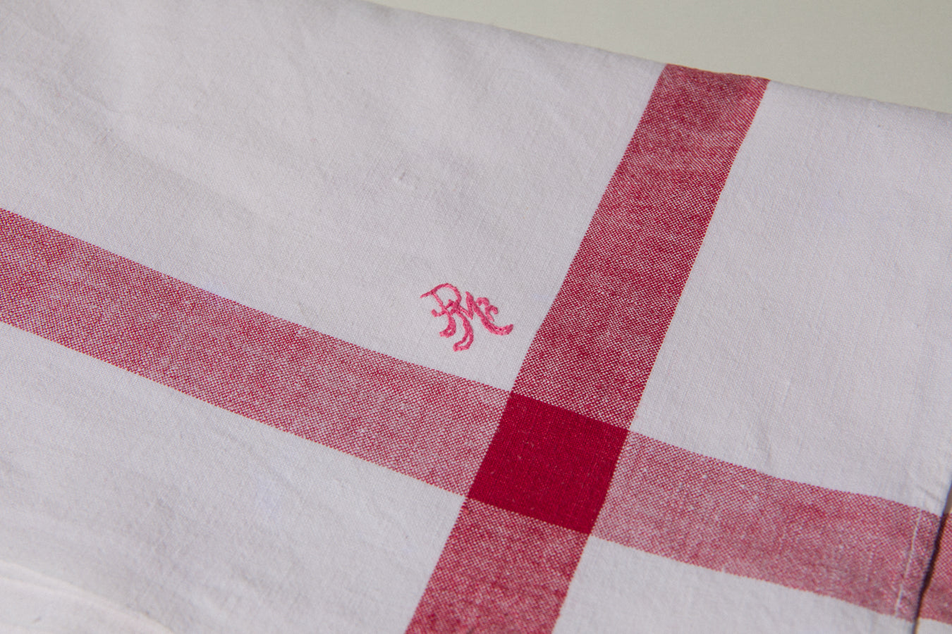Vintage red-striped TABLECLOTH