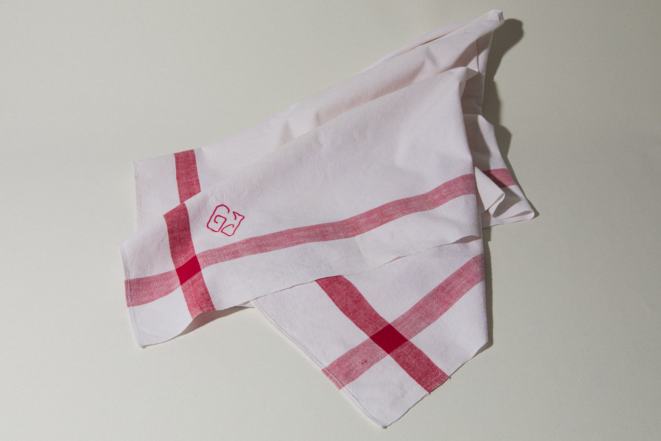 Vintage red-striped TABLECLOTH