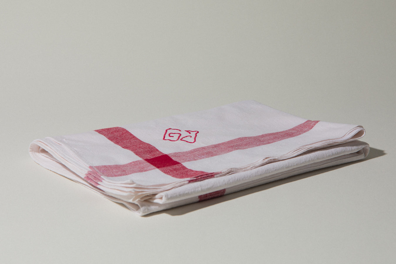 Vintage red-striped TABLECLOTH
