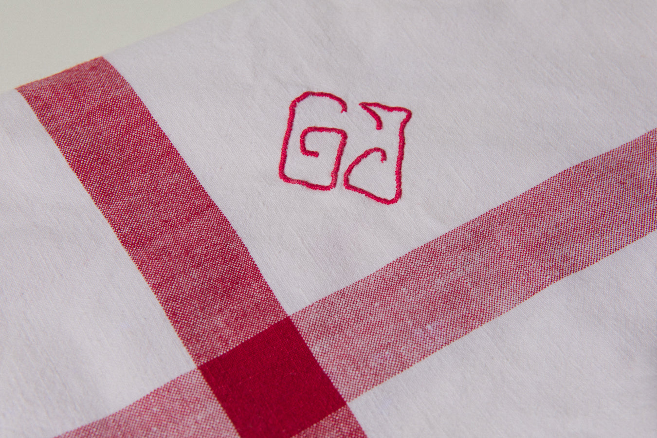 Vintage red-striped TABLECLOTH