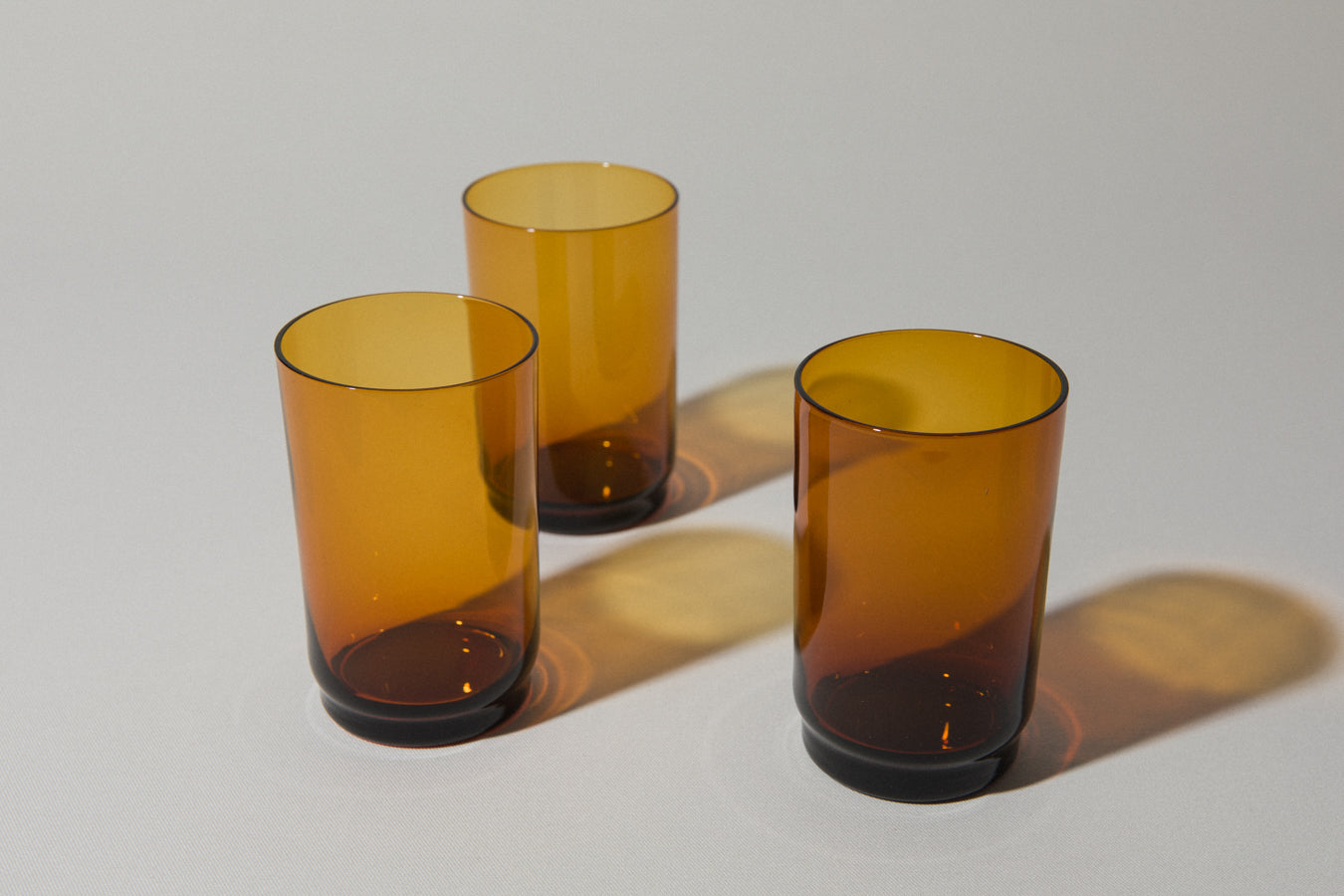 Set of three amber drinking GLASSES medium