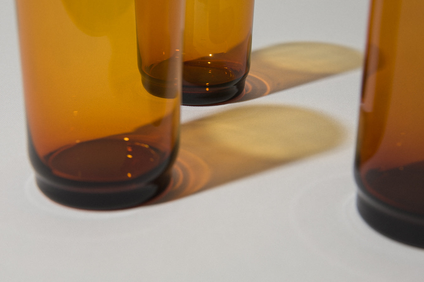 Set of three amber drinking GLASSES medium
