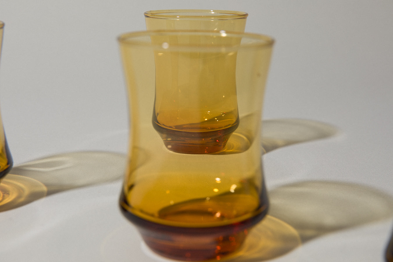 Set of five amber drinking GLASSES