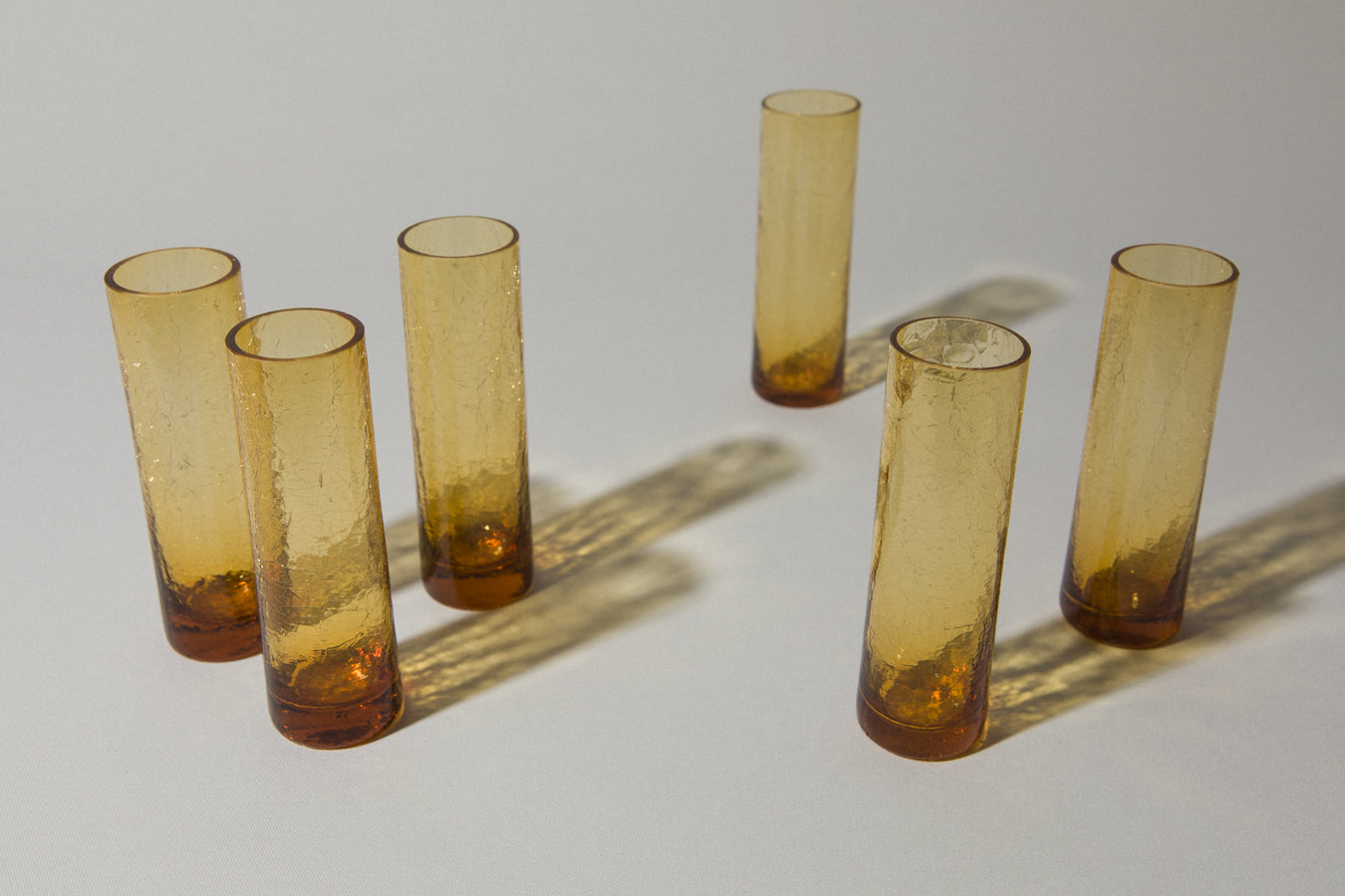 Set of six amber crackled glass TUMBLERS