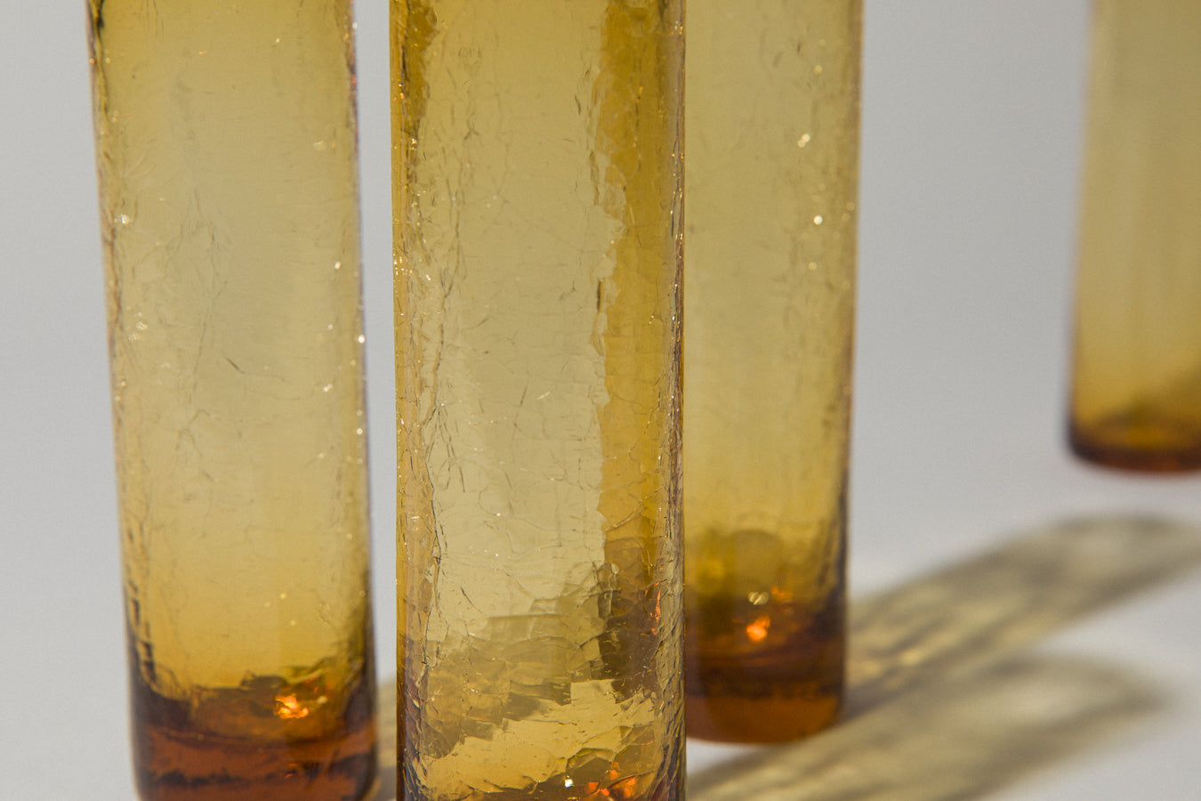 Set of six amber crackled glass TUMBLERS