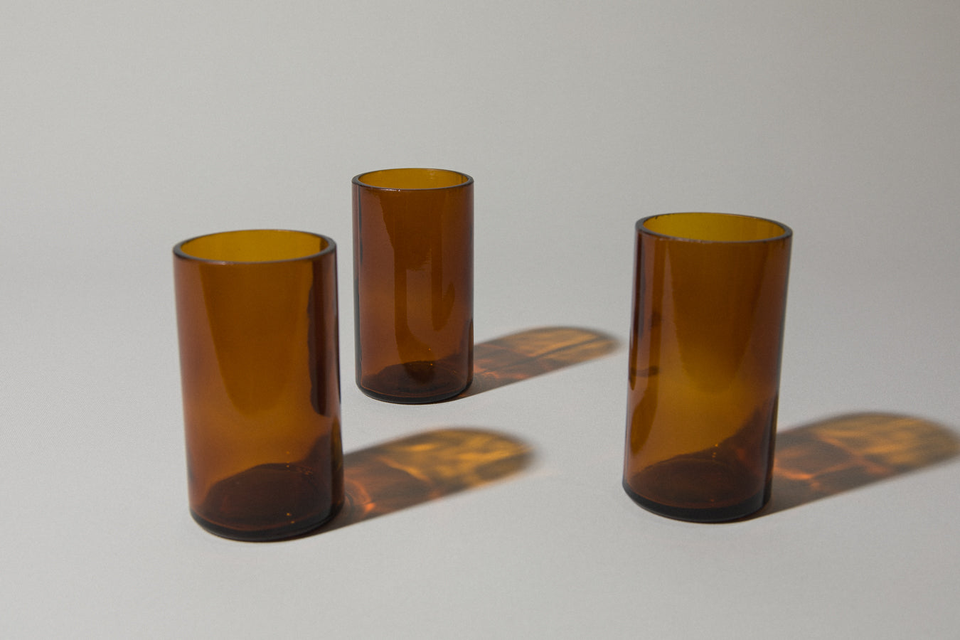 Set of three amber GLASSES