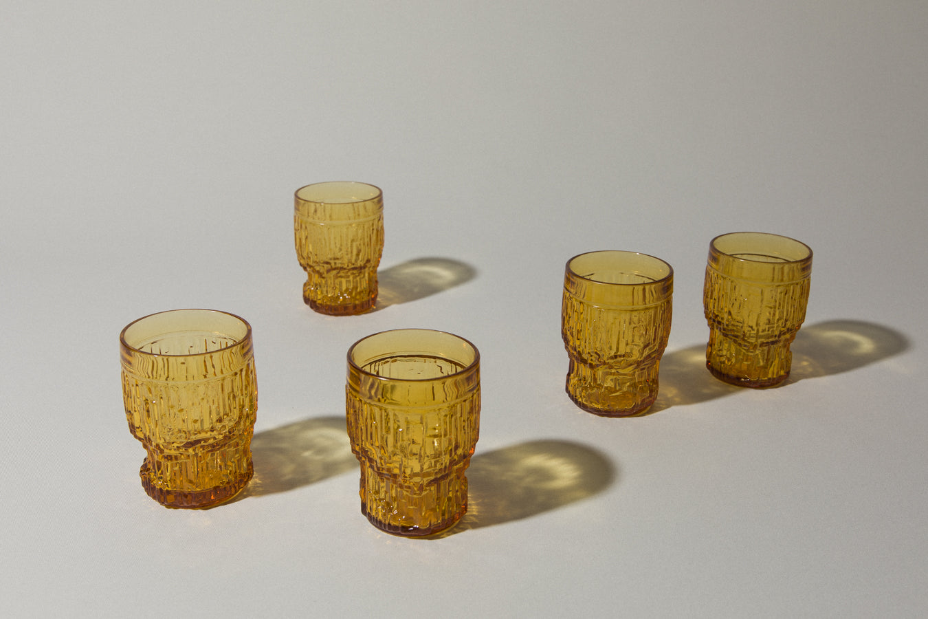Set of five amber GLASSES