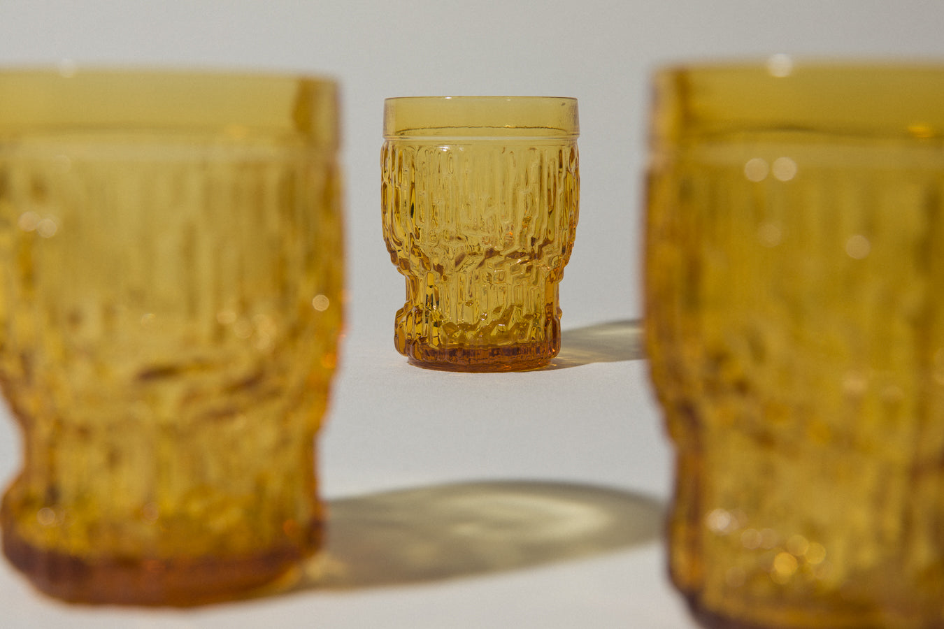 Set of five amber GLASSES