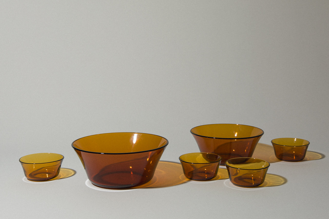 Set of six amber glass BOWL