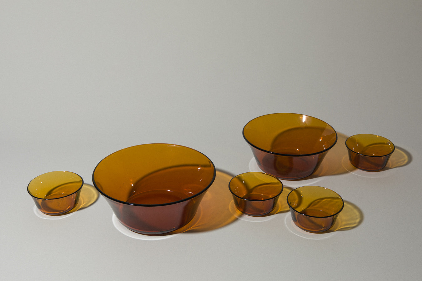 Set of six amber glass BOWL