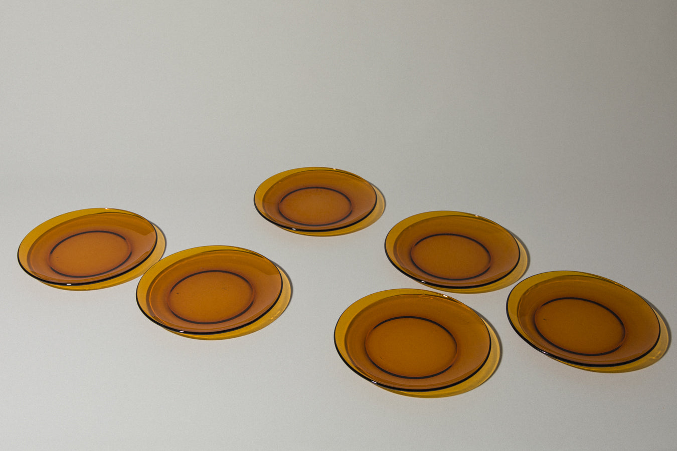 Set of six amber DESSERT PLATES