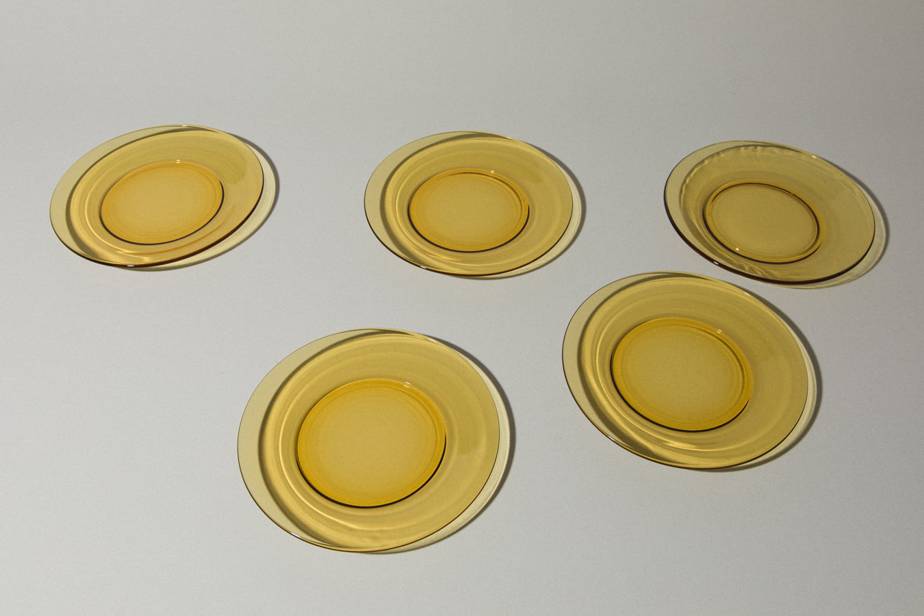 Set of five amber DESSERT PLATES