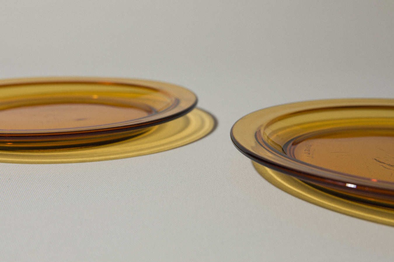 Set of two amber glass DESSERT PLATES