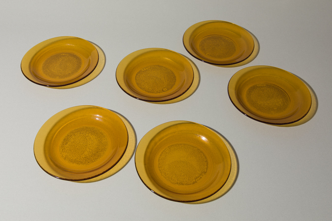 Set of six amber glass DESSERT PLATES