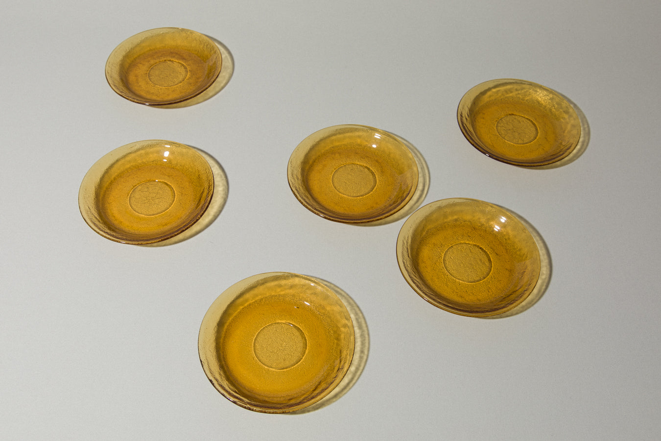 Set of six amber glass DESSERT PLATES