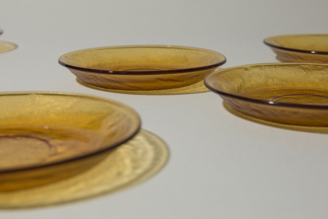 Set of six amber glass DESSERT PLATES