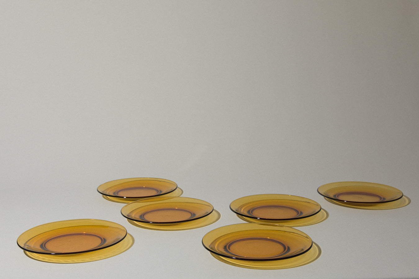 Set of six amber glass DESSERT PLATES
