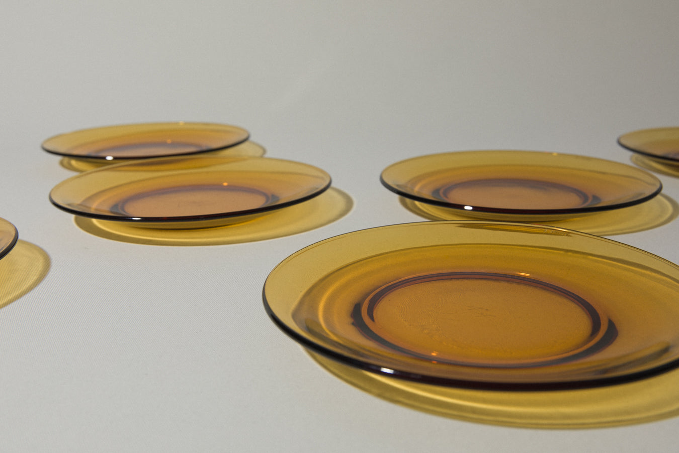 Set of six amber glass DESSERT PLATES