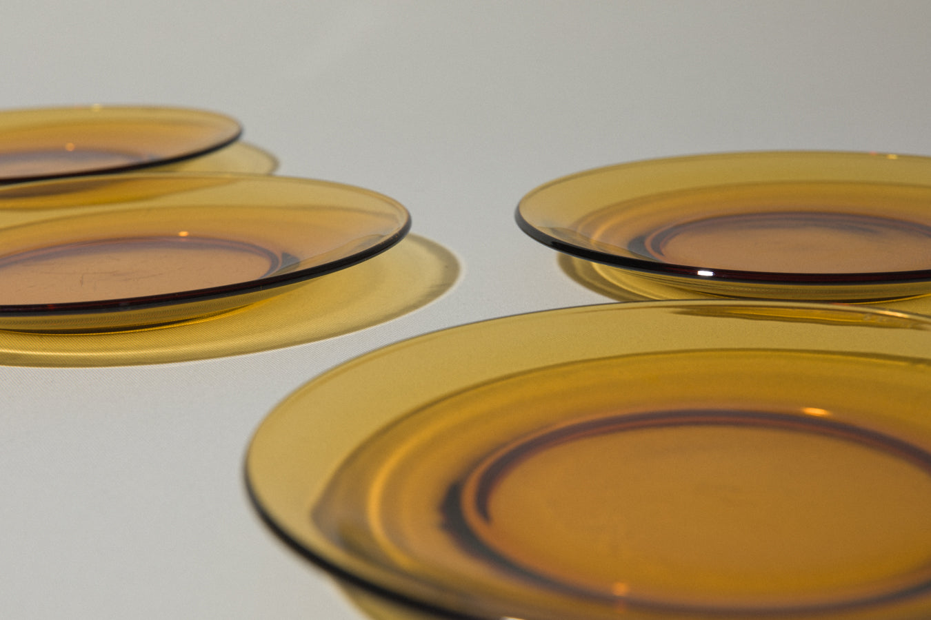 Set of six amber glass DESSERT PLATES