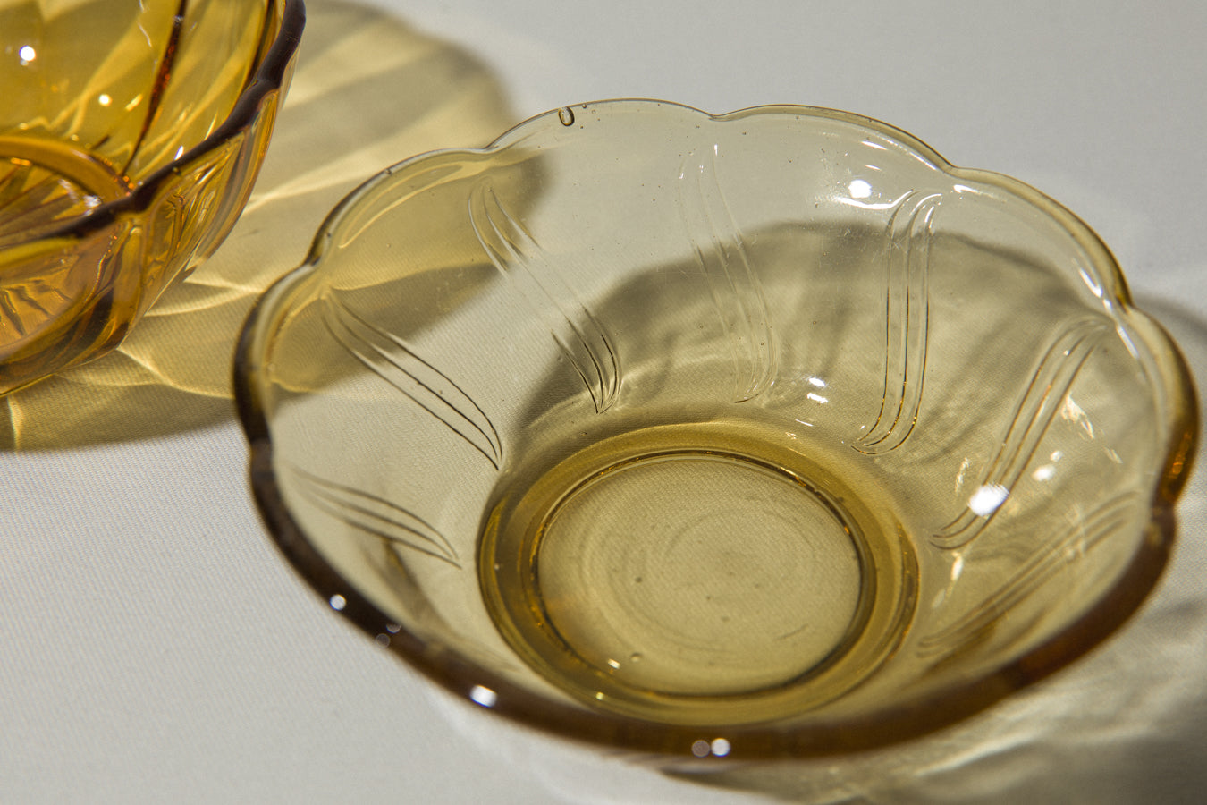 Set of two amber glass BOWLS small