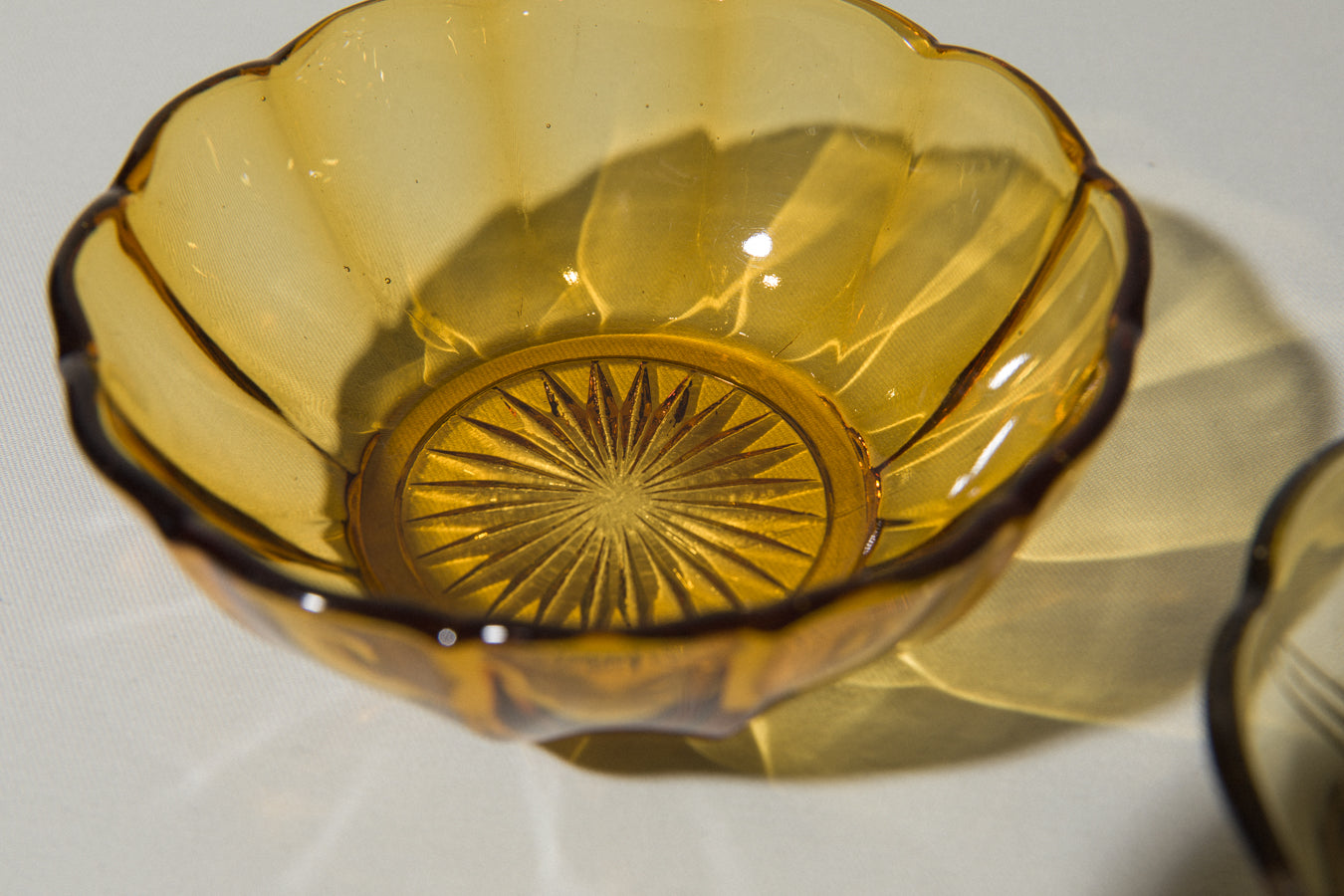 Set of two amber glass BOWLS small