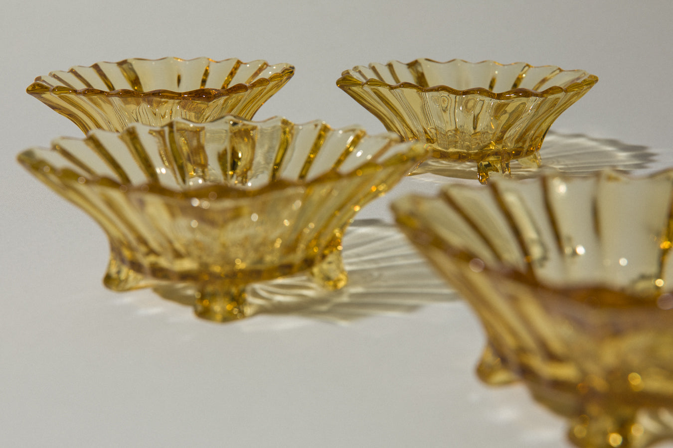 Set of five amber glass BOWLS small
