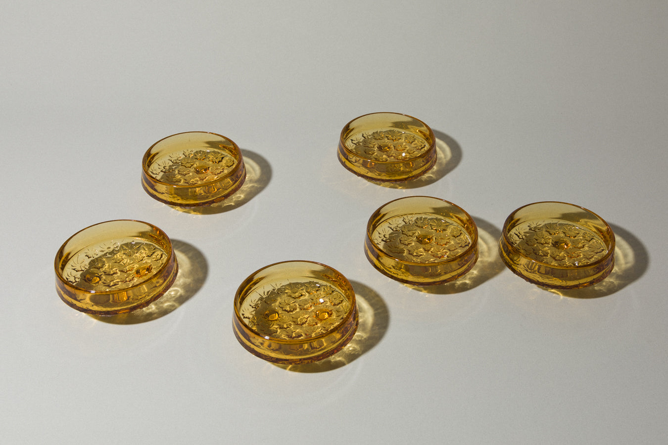 Set of six amber glass BOWLS small
