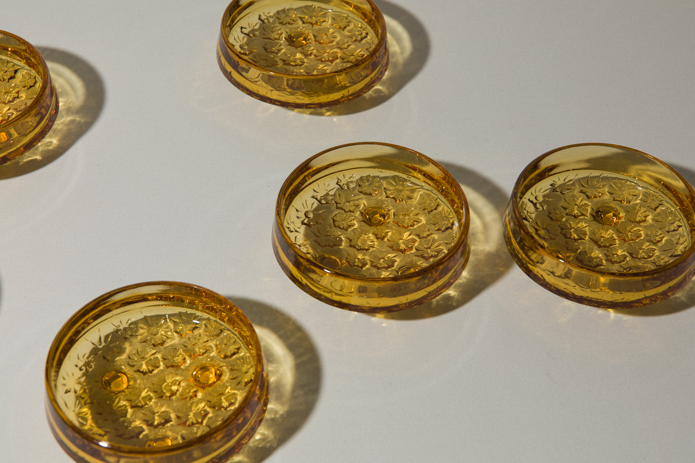 Set of six amber glass BOWLS small