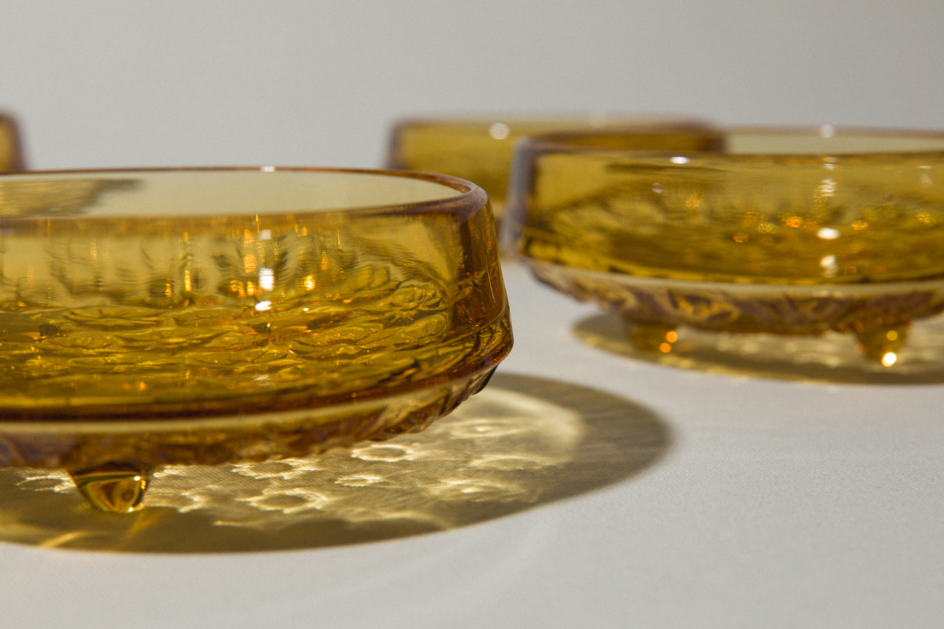 Set of six amber glass BOWLS small