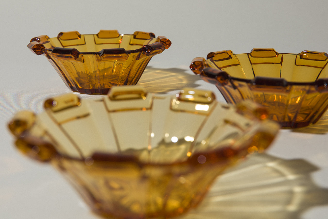 Set of four amber glass BOWLS small