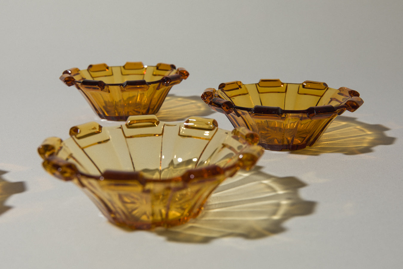 Set of four amber glass BOWLS small
