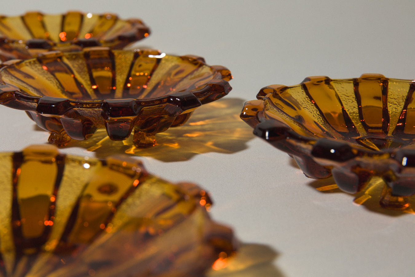 Set of six amber glass BOWLS small