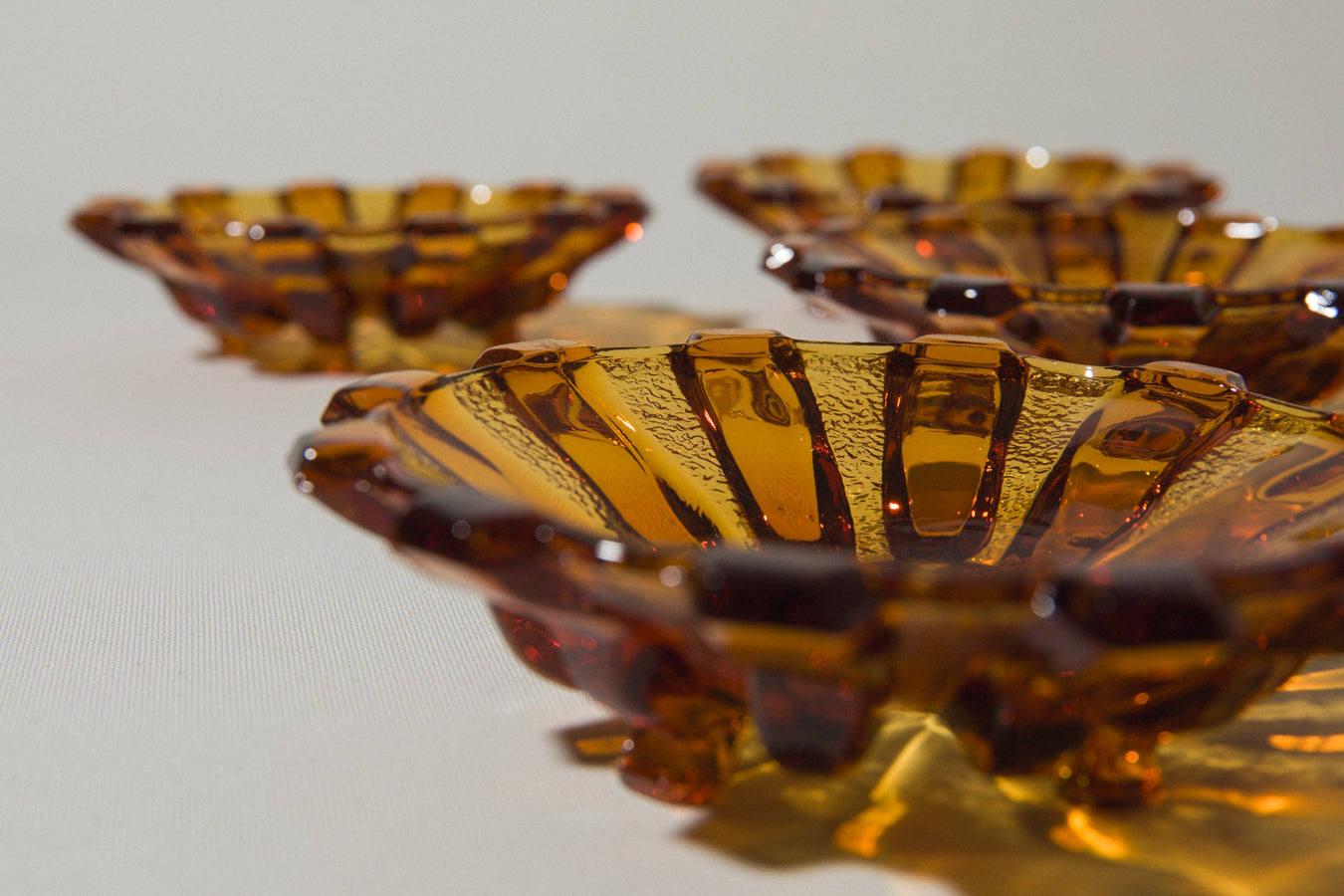 Set of six amber glass BOWLS small