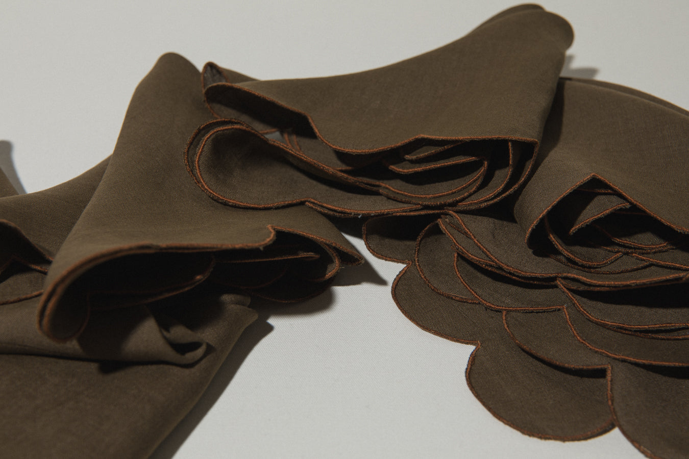 Brown embroidered TABLECLOTH and NAPKIN SET