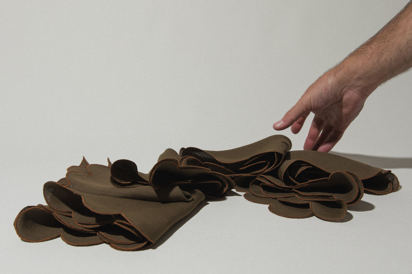Brown embroidered TABLECLOTH and NAPKIN SET