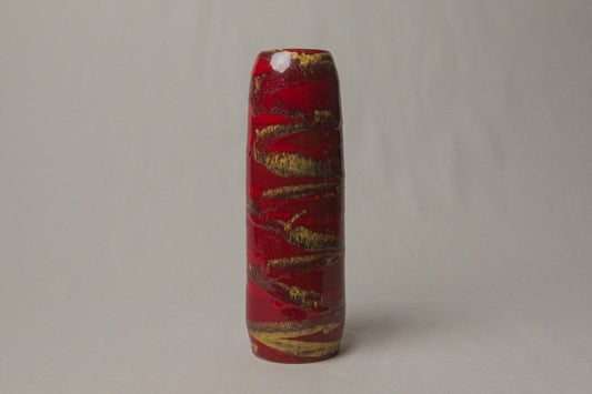 Red streaked VASE by Pesthidegkút Ceramics Factory _ 994