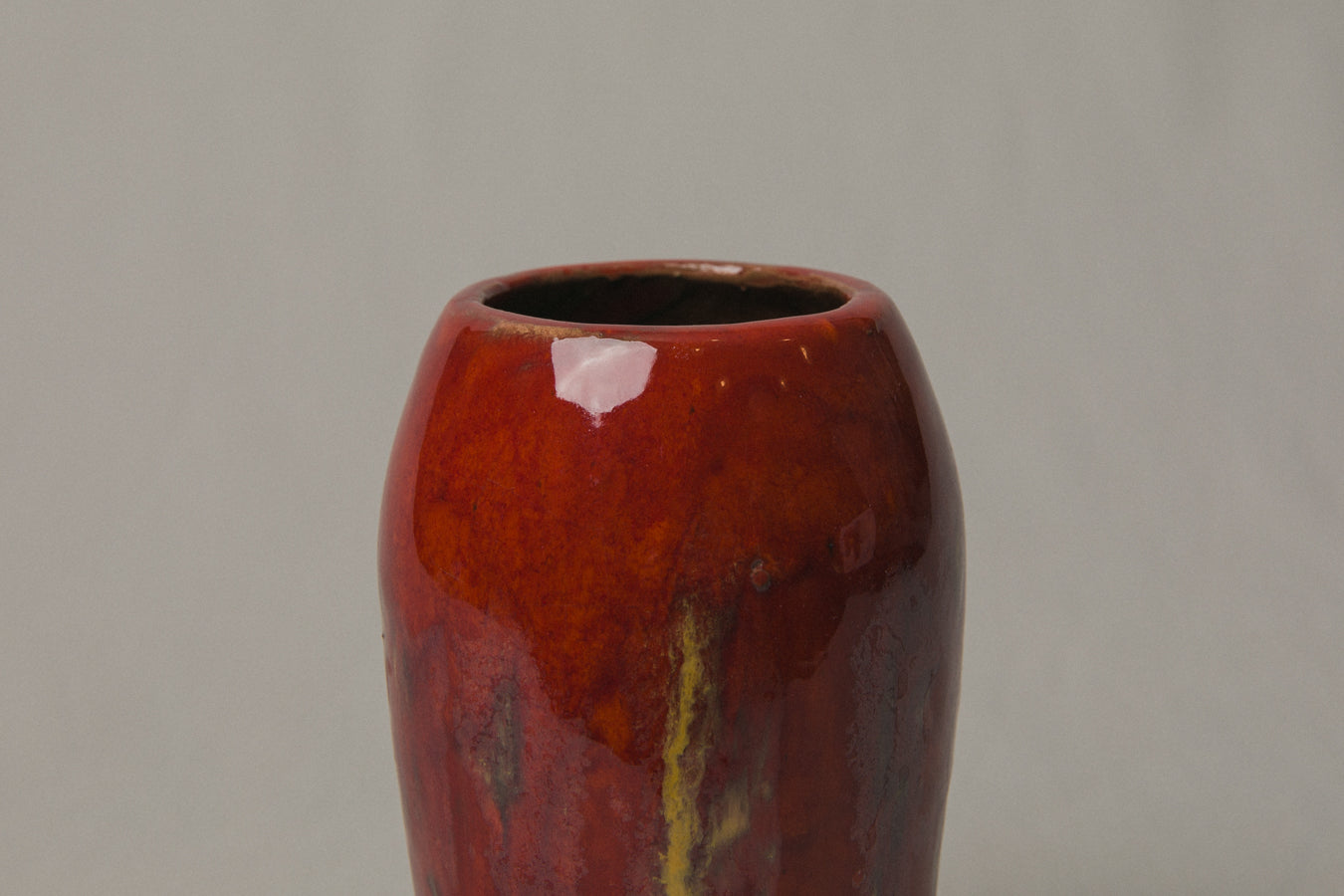 Red torpedo VASE by Pesthidegkút Ceramics Factory _ 997