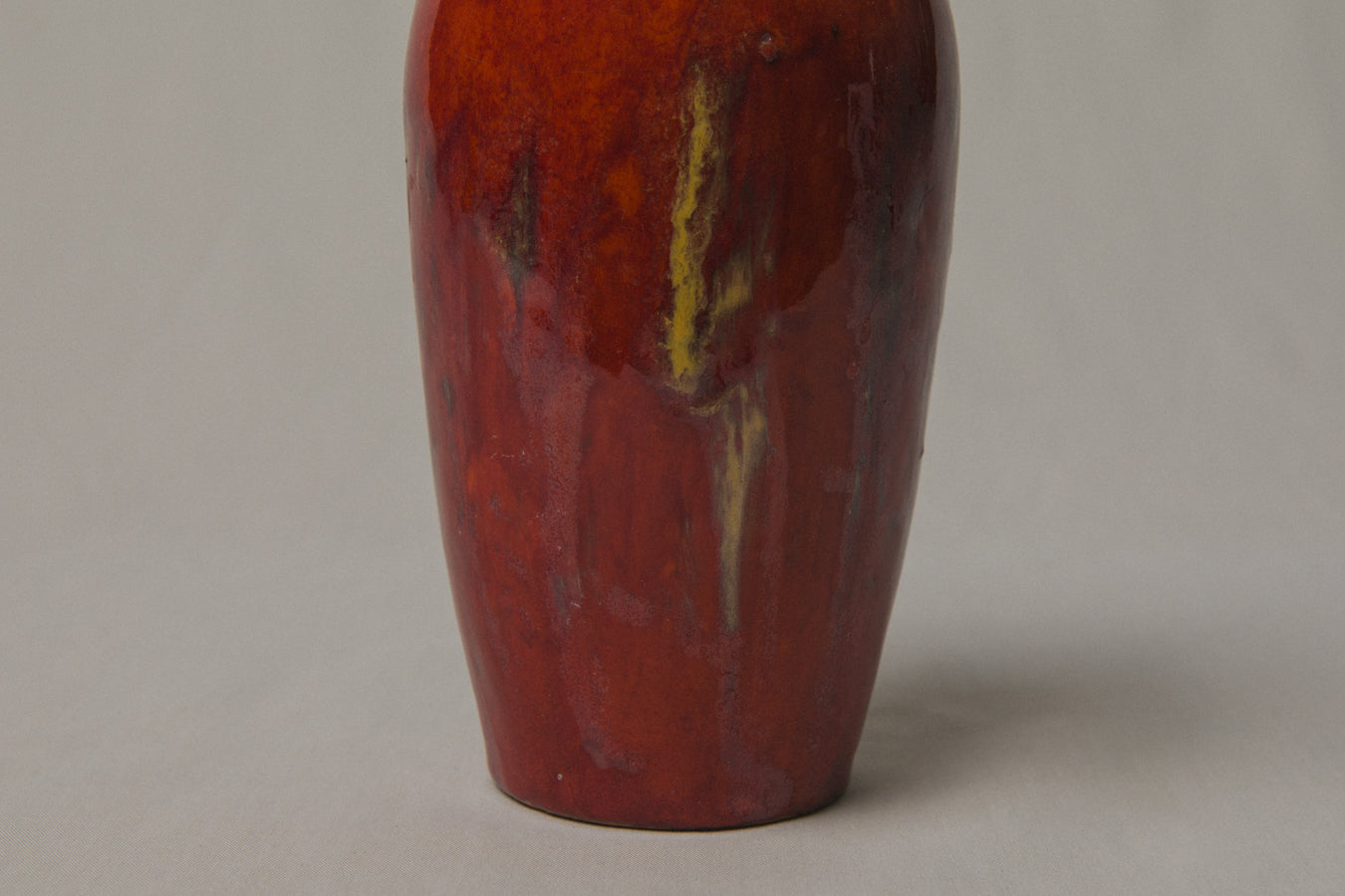 Red torpedo VASE by Pesthidegkút Ceramics Factory _ 997