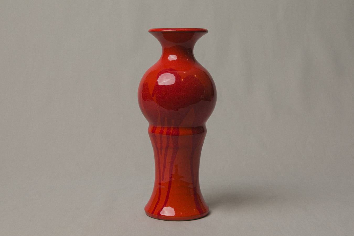 Red VASE with Glaze Runs by Éva Bod _ 1005