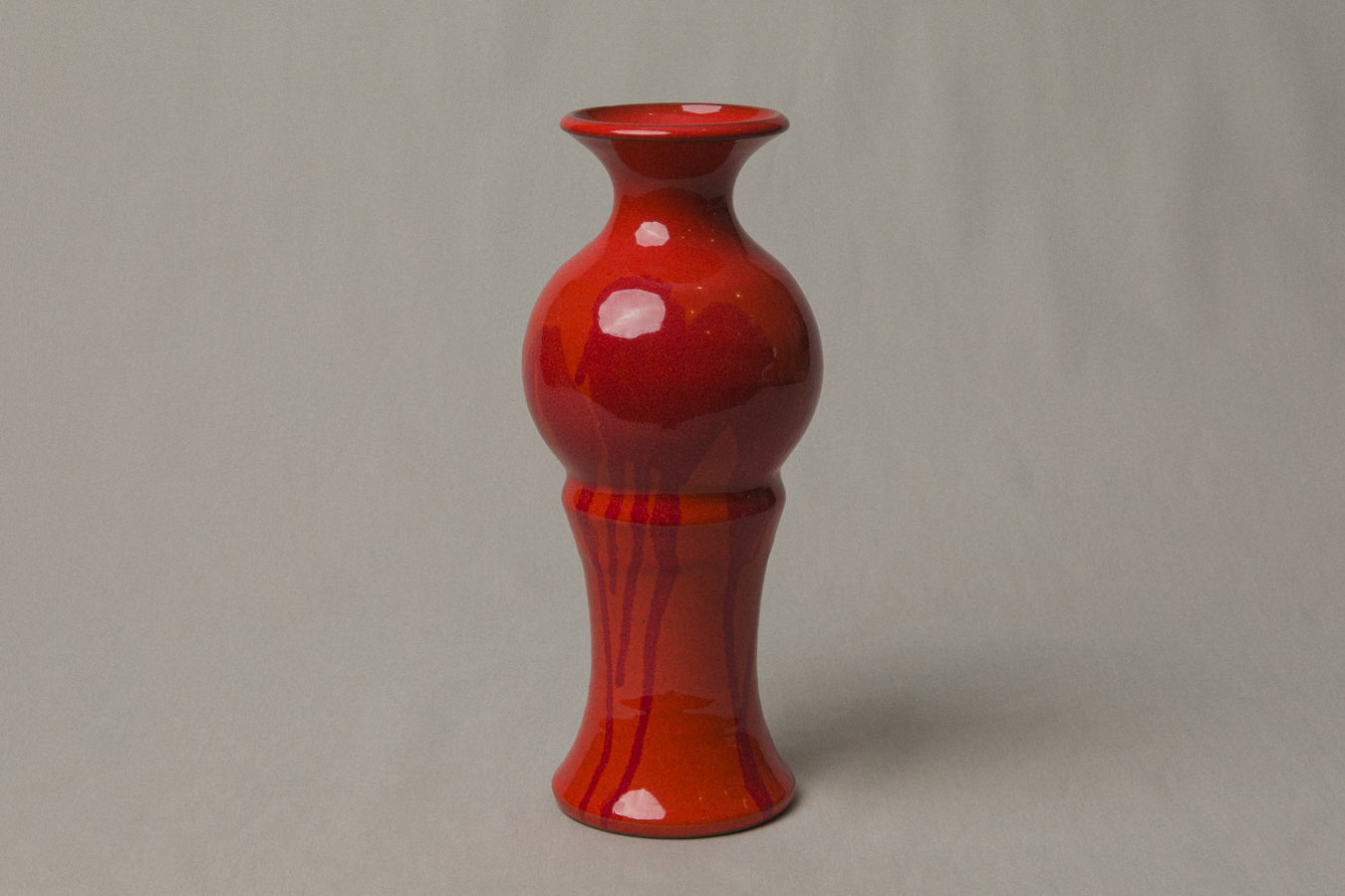 Red VASE with Glaze Runs by Éva Bod _ 1005