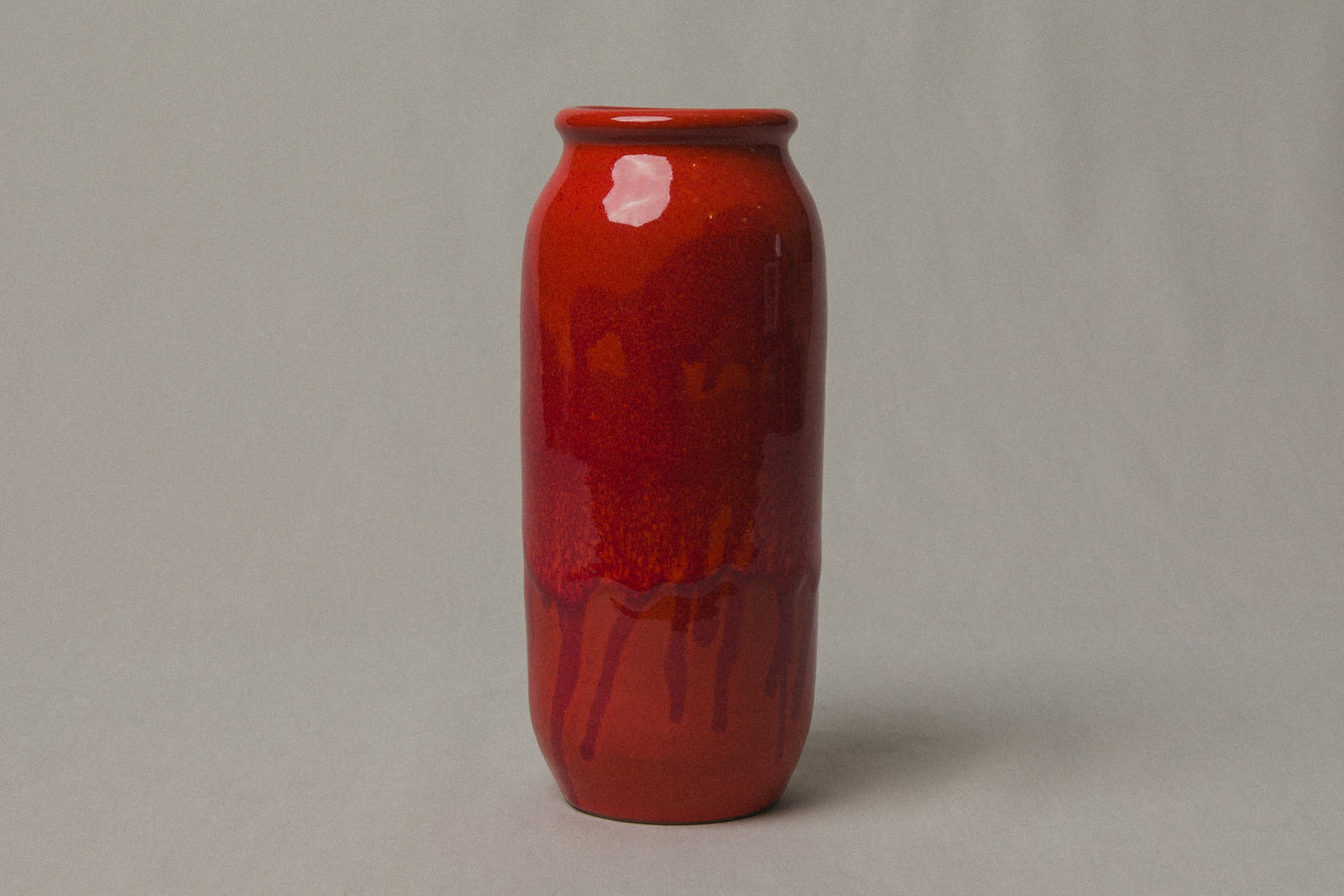 Red VASE with Glaze Runs by Éva Bod _ 1006