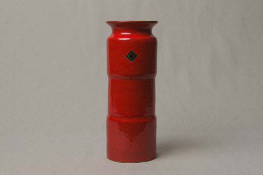 Red VASE with Glaze Runs by Éva Bod _ 1007