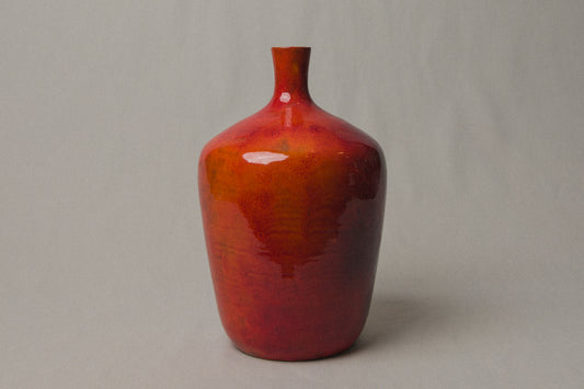 Red VASE with Glaze Runs by Éva Bod _ 1012